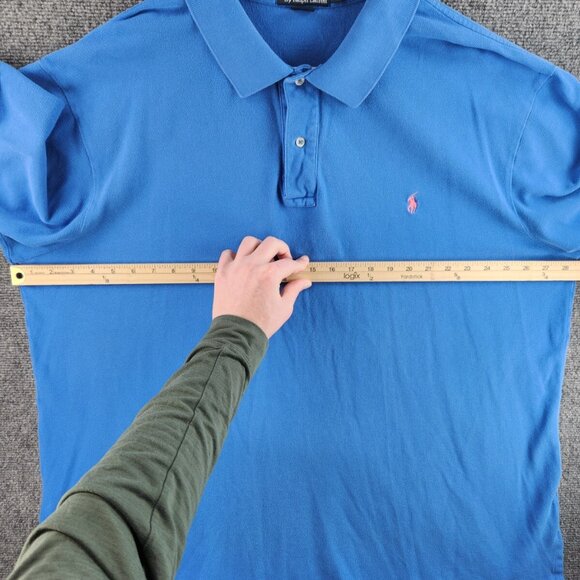 Polo Ralph Lauren 3XLT Short Sleeve Blue Polo Shirt Pink Embroidery Logo Cotton - Picture 11 of 16